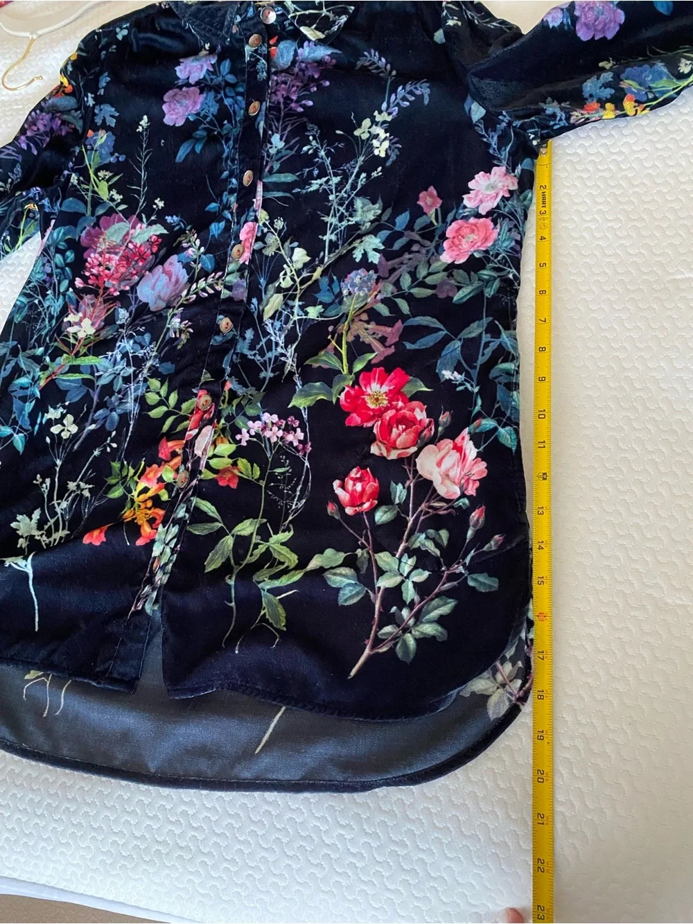 Soft Surroundings Navy Velvet Floral Shirt - Picture 6 of 11